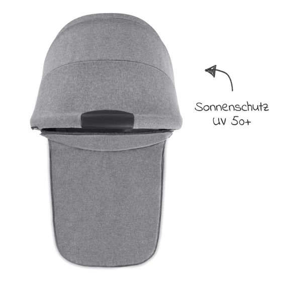 Hauck 4in1 Kinderwagen-Set Vision X Duoset Silver inkl. i-Size Babyschale, Isofix Basis und XXL Zubehörpaket - Melange Grey