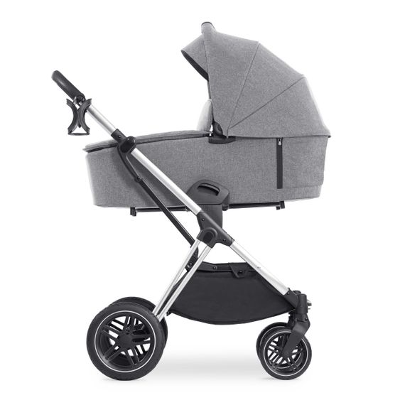 Hauck 4in1 Kinderwagen-Set Vision X Duoset Silver inkl. i-Size Babyschale, Isofix Basis und XXL Zubehörpaket - Melange Grey