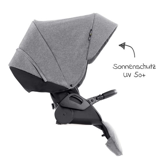 Hauck 4in1 Kinderwagen-Set Vision X Duoset Silver inkl. i-Size Babyschale, Isofix Basis und XXL Zubehörpaket - Melange Grey
