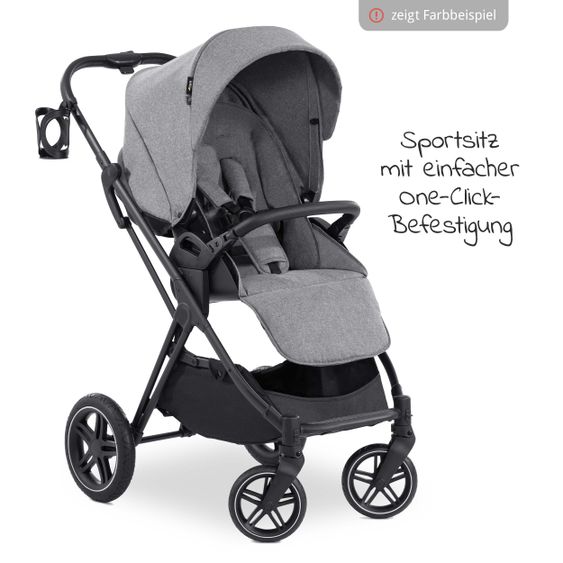 Hauck 4in1 Kinderwagen-Set Vision X Duoset Silver inkl. i-Size Babyschale, Isofix Basis und XXL Zubehörpaket - Melange Grey