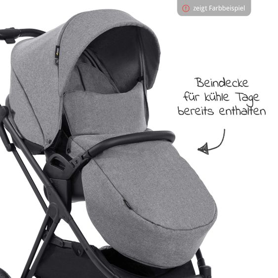 Hauck 4in1 Kinderwagen-Set Vision X Duoset Silver inkl. i-Size Babyschale, Isofix Basis und XXL Zubehörpaket - Melange Grey