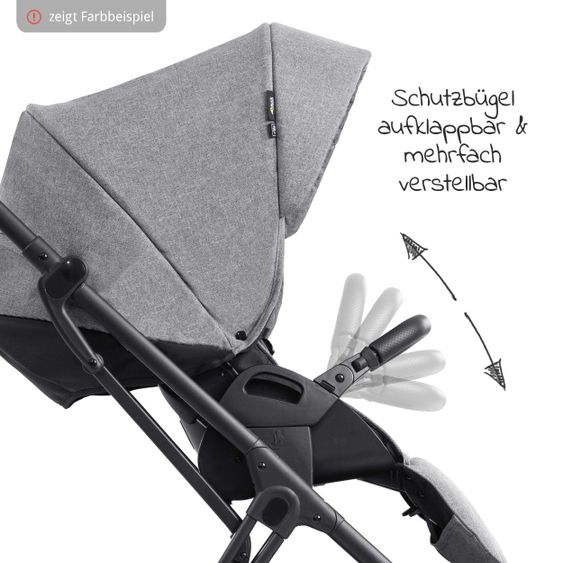 Hauck 4in1 Kinderwagen-Set Vision X Duoset Silver inkl. i-Size Babyschale, Isofix Basis und XXL Zubehörpaket - Melange Grey