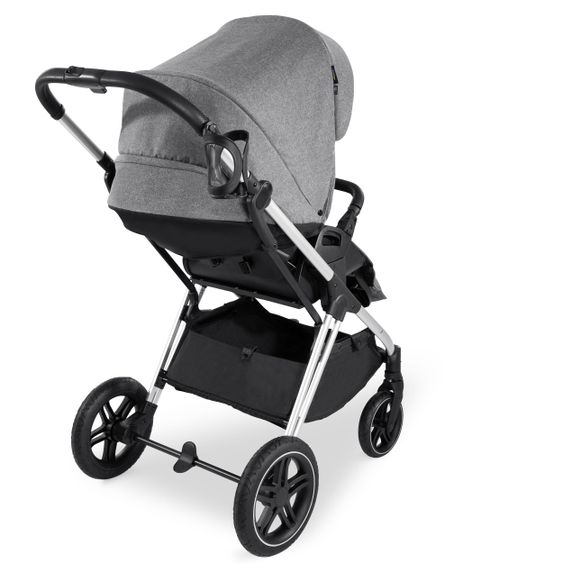 Hauck 4in1 Kinderwagen-Set Vision X Duoset Silver inkl. i-Size Babyschale, Isofix Basis und XXL Zubehörpaket - Melange Grey