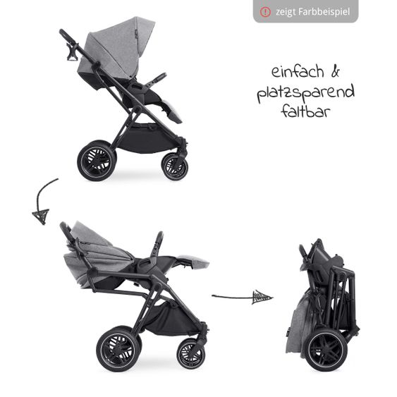 Hauck 4in1 Kinderwagen-Set Vision X Duoset Silver inkl. i-Size Babyschale, Isofix Basis und XXL Zubehörpaket - Melange Grey