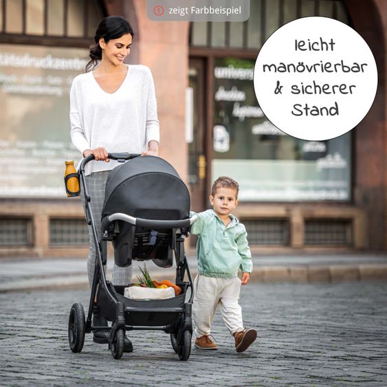 Hauck 4in1 Kinderwagen-Set Vision X Duoset Silver inkl. i-Size Babyschale, Isofix Basis und XXL Zubehörpaket - Melange Grey