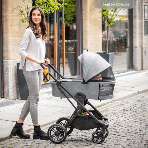 Hauck 4in1 Kinderwagen-Set Vision X Duoset Silver inkl. i-Size Babyschale, Isofix Basis und XXL Zubehörpaket - Melange Grey