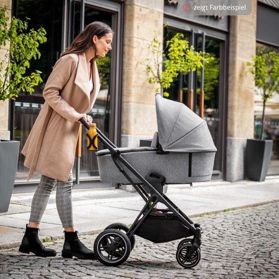 Hauck 4in1 Kinderwagen-Set Vision X Duoset Silver inkl. i-Size Babyschale, Isofix Basis und XXL Zubehörpaket - Melange Grey