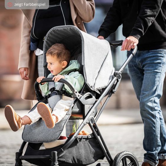 Hauck 4in1 Kinderwagen-Set Vision X Duoset Silver inkl. i-Size Babyschale, Isofix Basis und XXL Zubehörpaket - Melange Grey