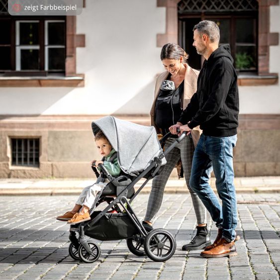 Hauck 4in1 Kinderwagen-Set Vision X Duoset Silver inkl. i-Size Babyschale, Isofix Basis und XXL Zubehörpaket - Melange Grey