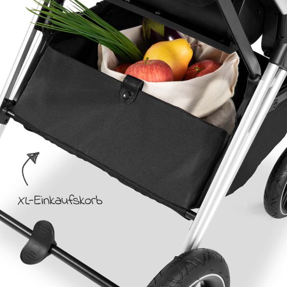 Hauck 4in1 Kinderwagen-Set Vision X Duoset Silver inkl. i-Size Babyschale, Isofix Basis und XXL Zubehörpaket - Melange Grey