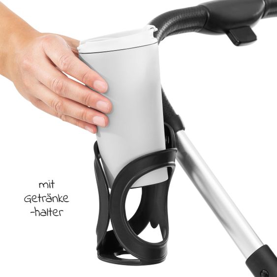 Hauck 4in1 Kinderwagen-Set Vision X Duoset Silver inkl. i-Size Babyschale, Isofix Basis und XXL Zubehörpaket - Melange Grey