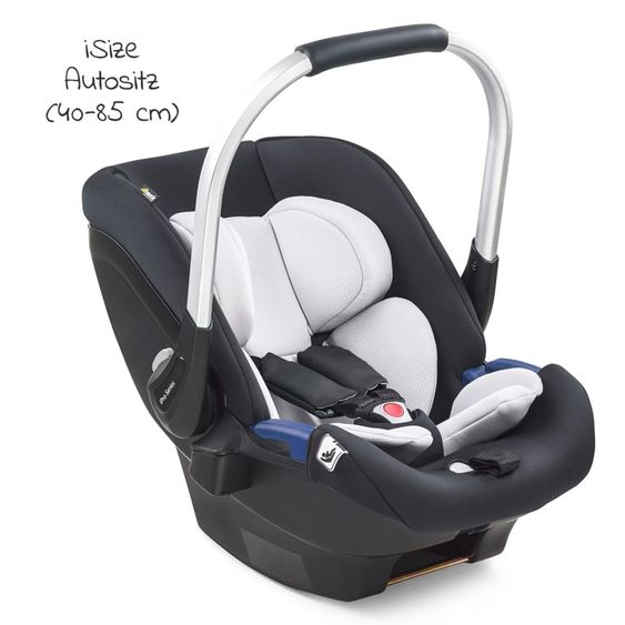 Hauck 4in1 Kinderwagen-Set Vision X - Silver inkl. i-Size Babyschale, Isofix Basis und XXL Zubehörpaket - Melange Black