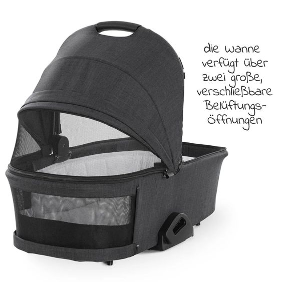 Hauck 4in1 Kinderwagen-Set Vision X - Silver inkl. i-Size Babyschale, Isofix Basis und XXL Zubehörpaket - Melange Black