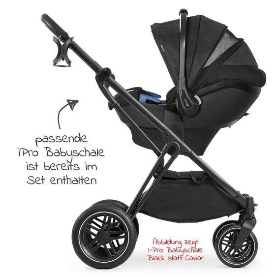 Hauck 4in1 Kinderwagen-Set Vision X - Silver inkl. i-Size Babyschale, Isofix Basis und XXL Zubehörpaket - Melange Grey