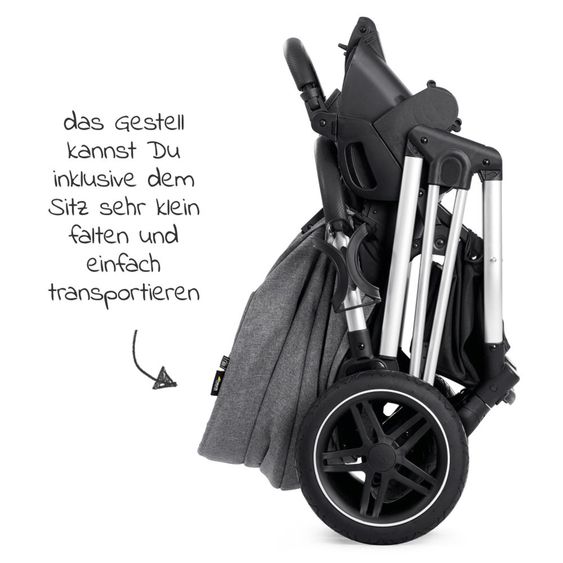 Hauck 4in1 Kinderwagen-Set Vision X - Silver inkl. i-Size Babyschale, Isofix Basis und XXL Zubehörpaket - Melange Grey
