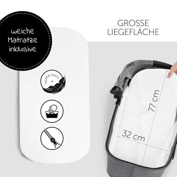 Hauck 4in1 Kinderwagen-Set Vision X - Silver inkl. i-Size Babyschale, Isofix Basis und XXL Zubehörpaket - Melange Grey