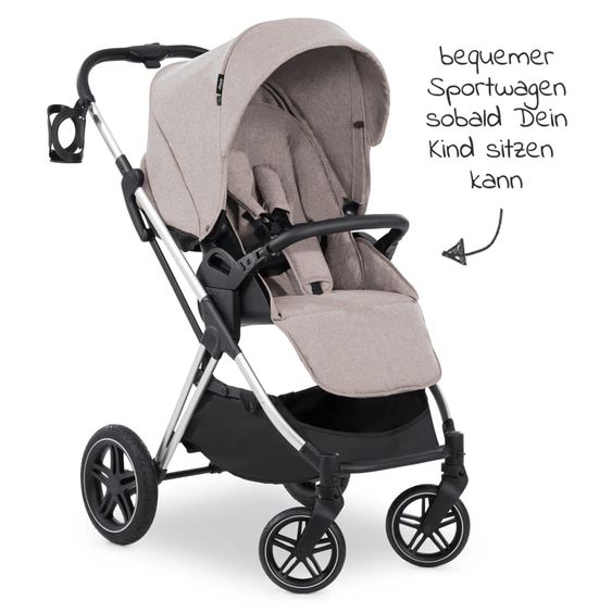 Hauck 4in1 Kinderwagen-Set Vision X Trio Set - inkl. i-Size Babyschale & Isofix Base & XXL Zubehörset - Melange Beige