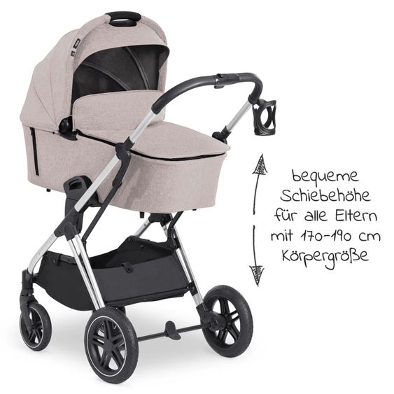 Hauck 4in1 Kinderwagen-Set Vision X Trio Set - inkl. i-Size Babyschale & Isofix Base & XXL Zubehörset - Melange Beige