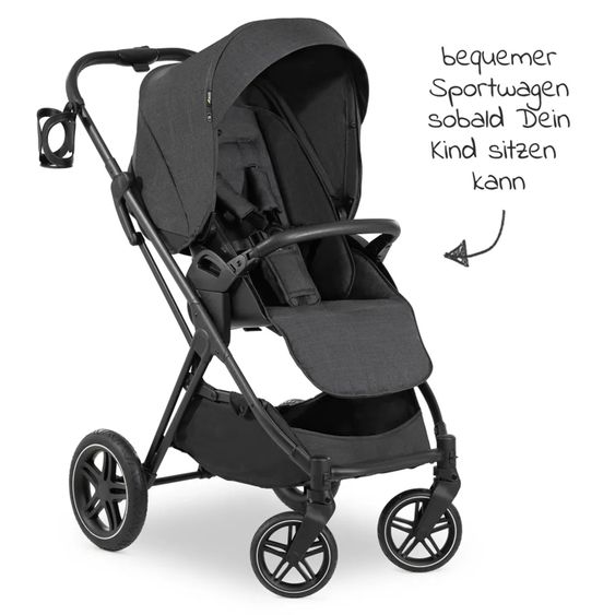 Hauck 4in1 Kinderwagen-Set Vision X Trio Set - inkl. i-Size Babyschale & Isofix Base & XXL Zubehörset - Melange Black