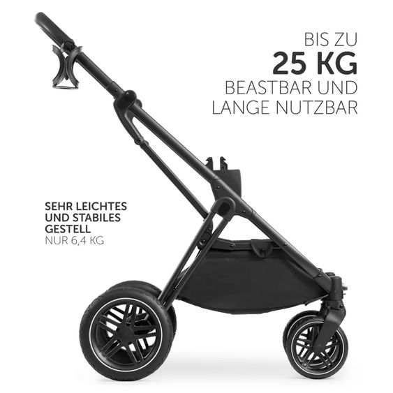 Hauck 4in1 Kinderwagen-Set Vision X Trio Set - inkl. i-Size Babyschale & Isofix Base & XXL Zubehörset - Melange Black