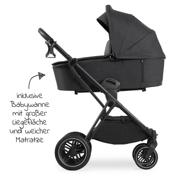 Hauck 4in1 Kinderwagen-Set Vision X Trio Set - inkl. i-Size Babyschale & Isofix Base & XXL Zubehörset - Melange Black