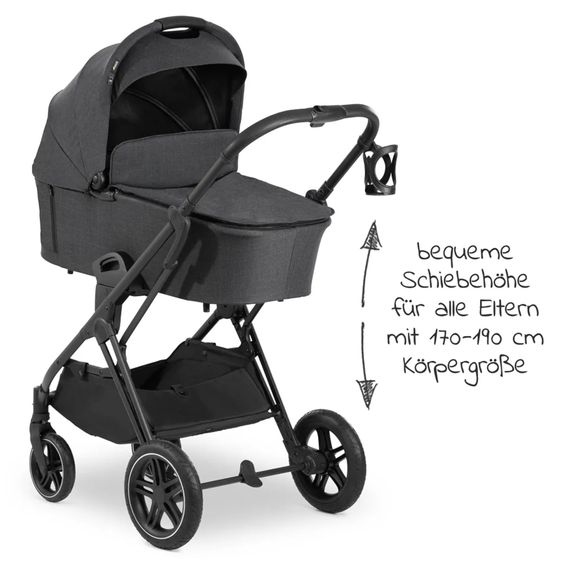 Hauck 4in1 Kinderwagen-Set Vision X Trio Set - inkl. i-Size Babyschale & Isofix Base & XXL Zubehörset - Melange Black