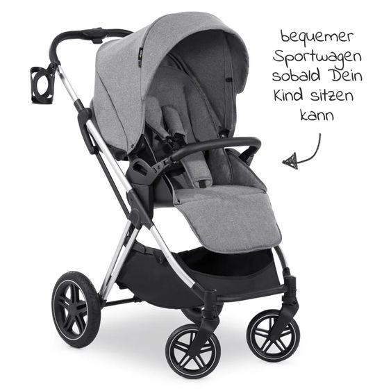 Hauck 4in1 Kinderwagen-Set Vision X Trio Set - inkl. i-Size Babyschale & Isofix Base & XXL Zubehörset - Melange Grey