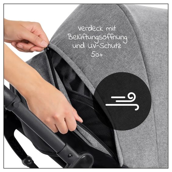 Hauck 4in1 Kinderwagen-Set Vision X Trio Set - inkl. i-Size Babyschale & Isofix Base & XXL Zubehörset - Melange Grey