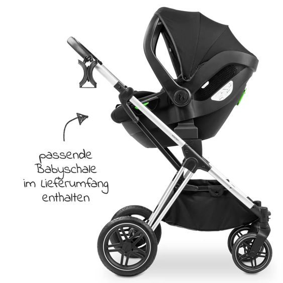 Hauck 4in1 Kinderwagen-Set Vision X Trio Set - inkl. i-Size Babyschale & Isofix Base & XXL Zubehörset - Melange Grey