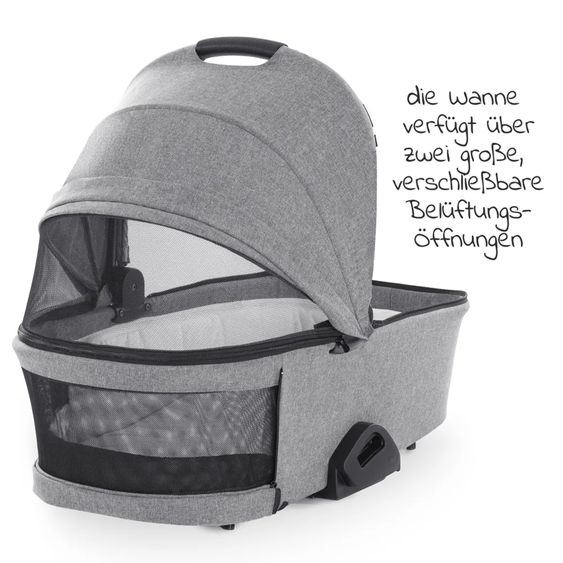 Hauck 4in1 Kinderwagen-Set Vision X Trio Set - inkl. i-Size Babyschale & Isofix Base & XXL Zubehörset - Melange Grey