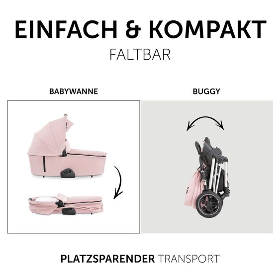 Hauck 4in1 Kinderwagen-Set Vision X Trio Set - inkl. i-Size Babyschale & Isofix Base & XXL Zubehörset - Melange Rose