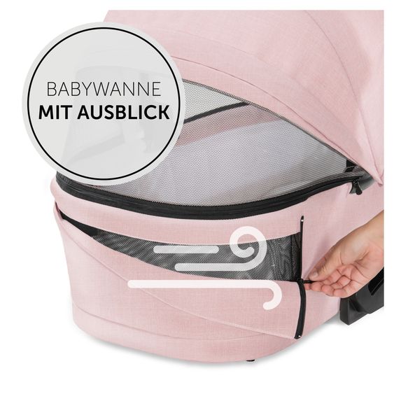 Hauck 4in1 Kinderwagen-Set Vision X Trio Set - inkl. i-Size Babyschale & Isofix Base & XXL Zubehörset - Melange Rose