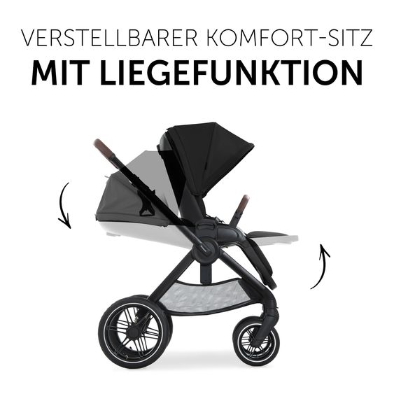 Hauck 4in1 Kinderwagen-Set Walk N Care Air Trio Set inkl. i-Size Babyschale & Isofix Base & XXL Zubehörset - Black