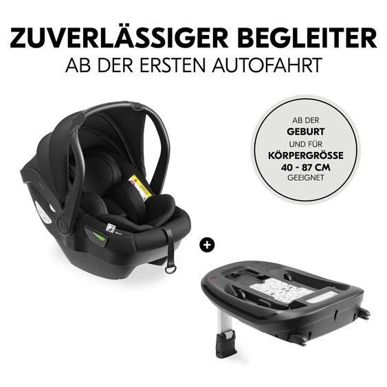 Hauck 4in1 Kinderwagen-Set Walk N Care Air Trio Set inkl. i-Size Babyschale & Isofix Base & XXL Zubehörset - Black