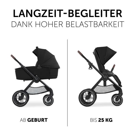 Hauck 4in1 Kinderwagen-Set Walk N Care Air Trio Set inkl. i-Size Babyschale & Isofix Base & XXL Zubehörset - Black