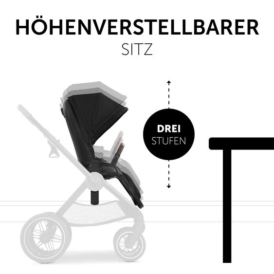 Hauck 4in1 Kinderwagen-Set Walk N Care Air Trio Set inkl. i-Size Babyschale & Isofix Base & XXL Zubehörset - Black