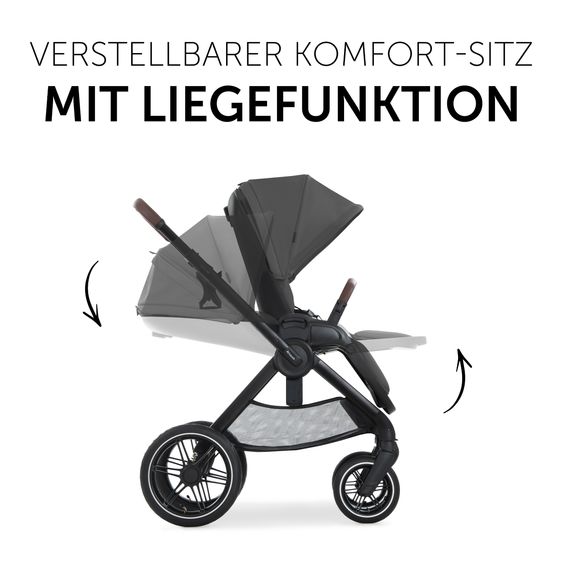 Hauck 4in1 Kinderwagen-Set Walk N Care Air Trio Set inkl. i-Size Babyschale & Isofix Base & XXL Zubehörset - Dark Grey