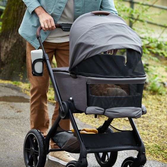 Hauck 4in1 Kinderwagen-Set Walk N Care Air Trio Set inkl. i-Size Babyschale & Isofix Base & XXL Zubehörset - Dark Grey