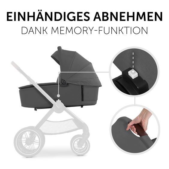 Hauck 4in1 Kinderwagen-Set Walk N Care Air Trio Set inkl. i-Size Babyschale & Isofix Base & XXL Zubehörset - Dark Grey