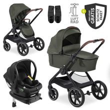 4in1 stroller set Walk N Care Air Trio Set incl. i-Size infant car seat & Isofix Base & XXL accessory set - Dark Olive