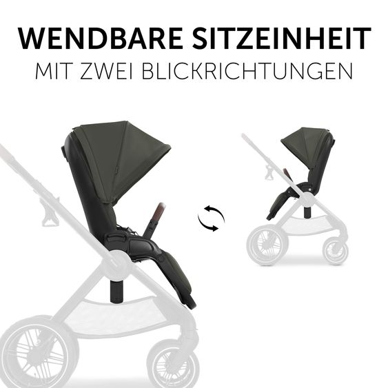 Hauck 4in1 Kinderwagen-Set Walk N Care Air Trio Set inkl. i-Size Babyschale & Isofix Base & XXL Zubehörset - Dark Olive