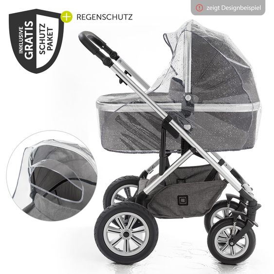 Hauck 4in1 Kinderwagen-Set Walk N Care Air Trio Set inkl. i-Size Babyschale & Isofix Base & XXL Zubehörset - Dark Olive