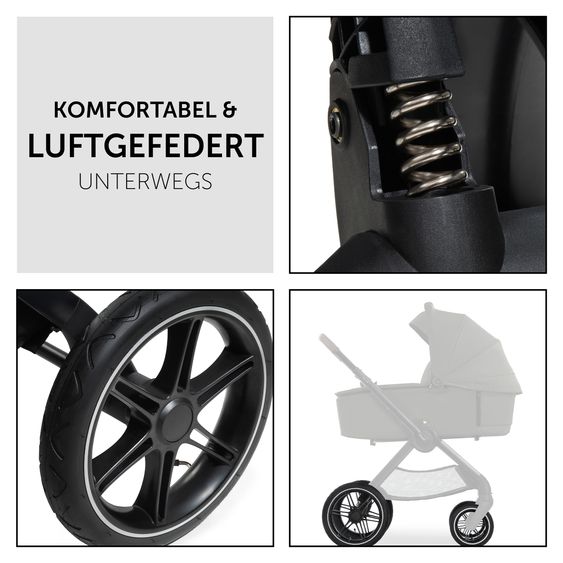 Hauck 4in1 Kinderwagen-Set Walk N Care Air Trio Set inkl. i-Size Babyschale & Isofix Base & XXL Zubehörset - Dark Olive