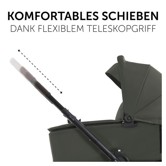 Hauck 4in1 Kinderwagen-Set Walk N Care Air Trio Set inkl. i-Size Babyschale & Isofix Base & XXL Zubehörset - Dark Olive