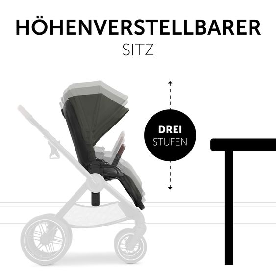 Hauck 4in1 Kinderwagen-Set Walk N Care Air Trio Set inkl. i-Size Babyschale & Isofix Base & XXL Zubehörset - Dark Olive
