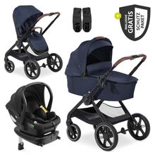 4in1 stroller set Walk N Care Trio Set incl. i-Size infant car seat Drive N Care & Isofix Base & XXL accessory set - Dark Blue