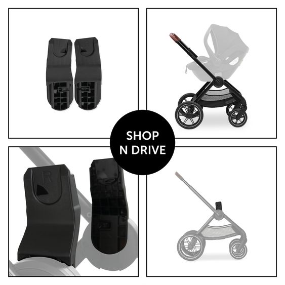 Hauck 4in1 stroller set Walk N Care Trio Set incl. i-Size infant car seat Drive N Care & Isofix Base & XXL accessory set - Dark Blue