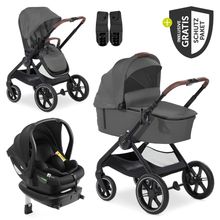 Set di passeggini 4in1 Walk N Care Trio Set con seggiolino auto i-Size e base Isofix e set di accessori XXL - Grigio scuro