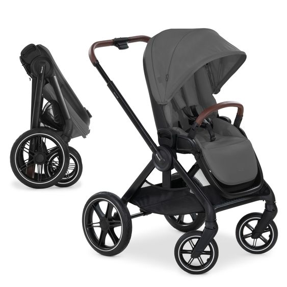 Hauck 4in1 Kinderwagen-Set Walk N Care Trio Set inkl. i-Size Babyschale & Isofix Base & XXL Zubehörset - Dark Grey