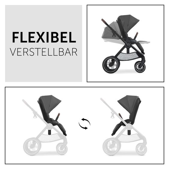 Hauck 4in1 Kinderwagen-Set Walk N Care Trio Set inkl. i-Size Babyschale & Isofix Base & XXL Zubehörset - Dark Grey